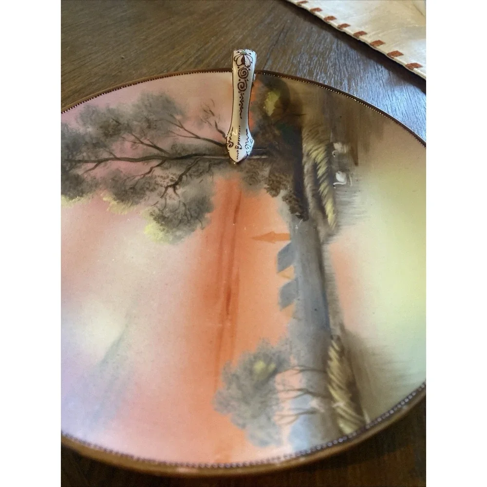 vintage, hand-painted porcelain plate, from the Noritake Lusterware collection